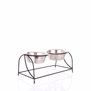 Comedero doble alto con base metalica